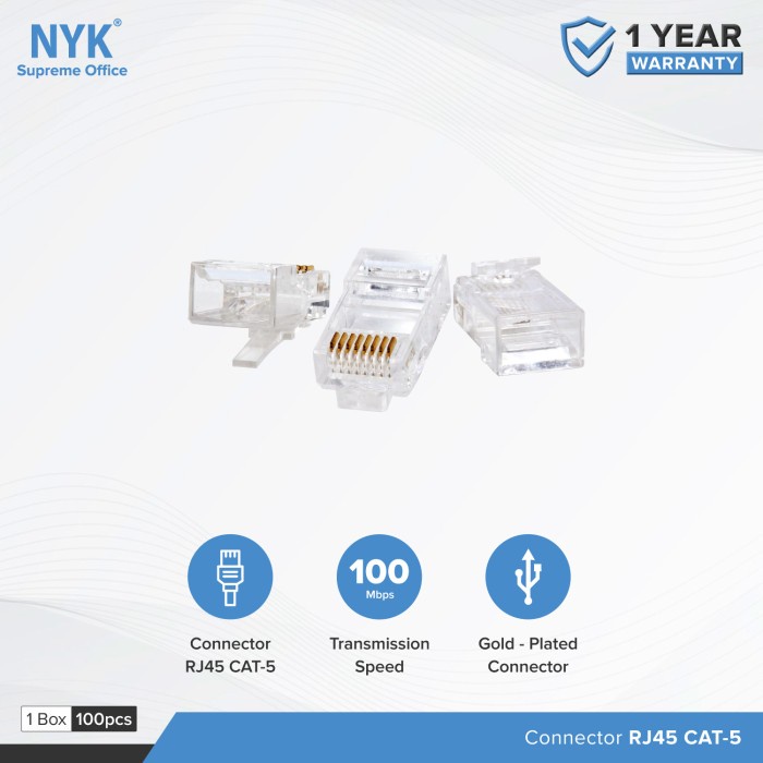 Jual RJ45 Connector NYK Konektor Cat 5 RJ 45 Eceran | Shopee Indonesia