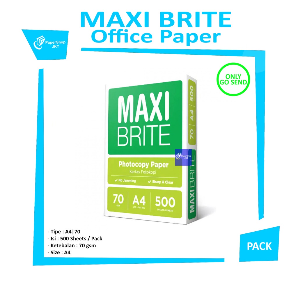 Jual Maxi Brite - Kertas Fotokopi A4 70g Paper Print - Rim | Shopee ...