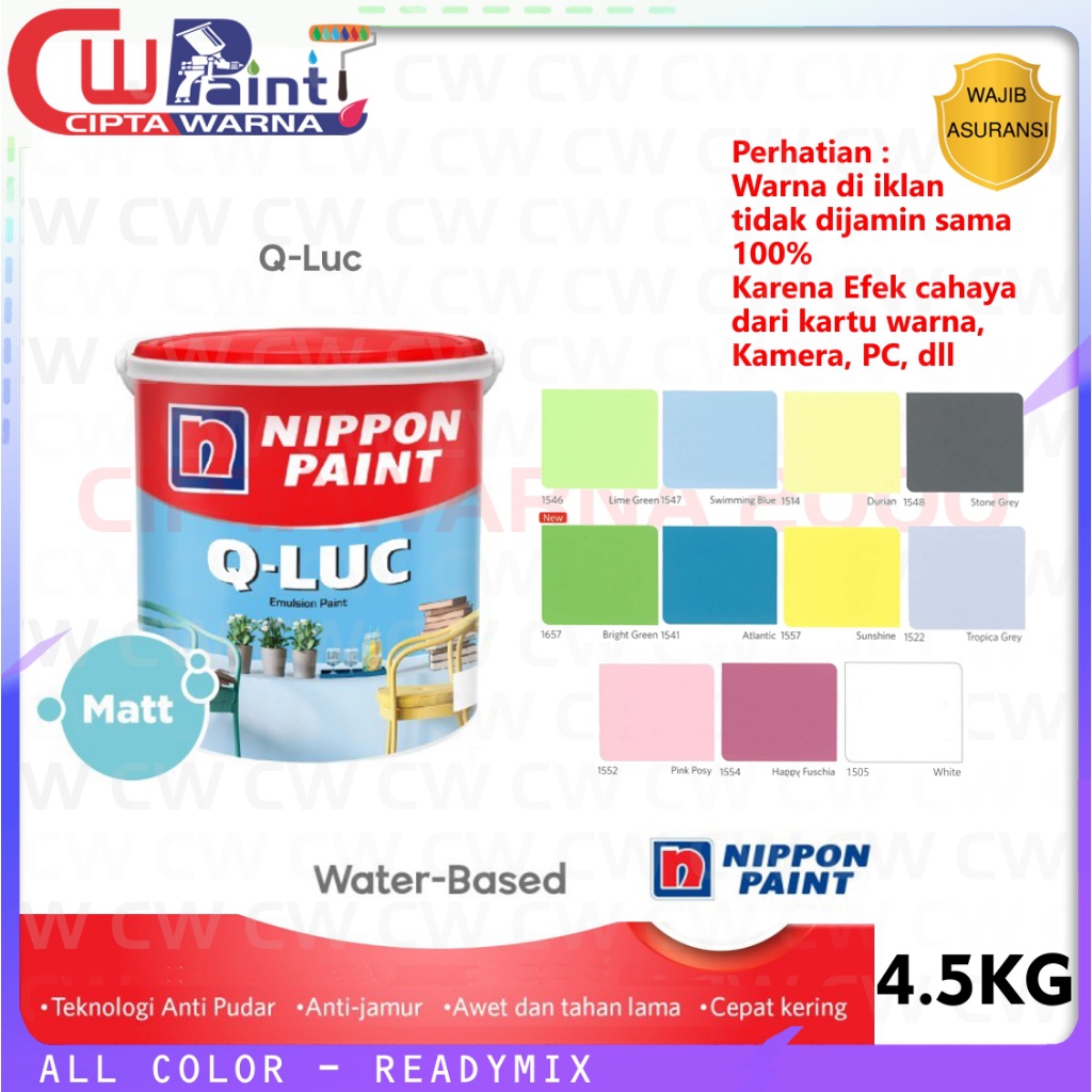 Jual Nippon QLuc Qluc Cat Tembok Interior Nippon Paint Ready Mix 4,5