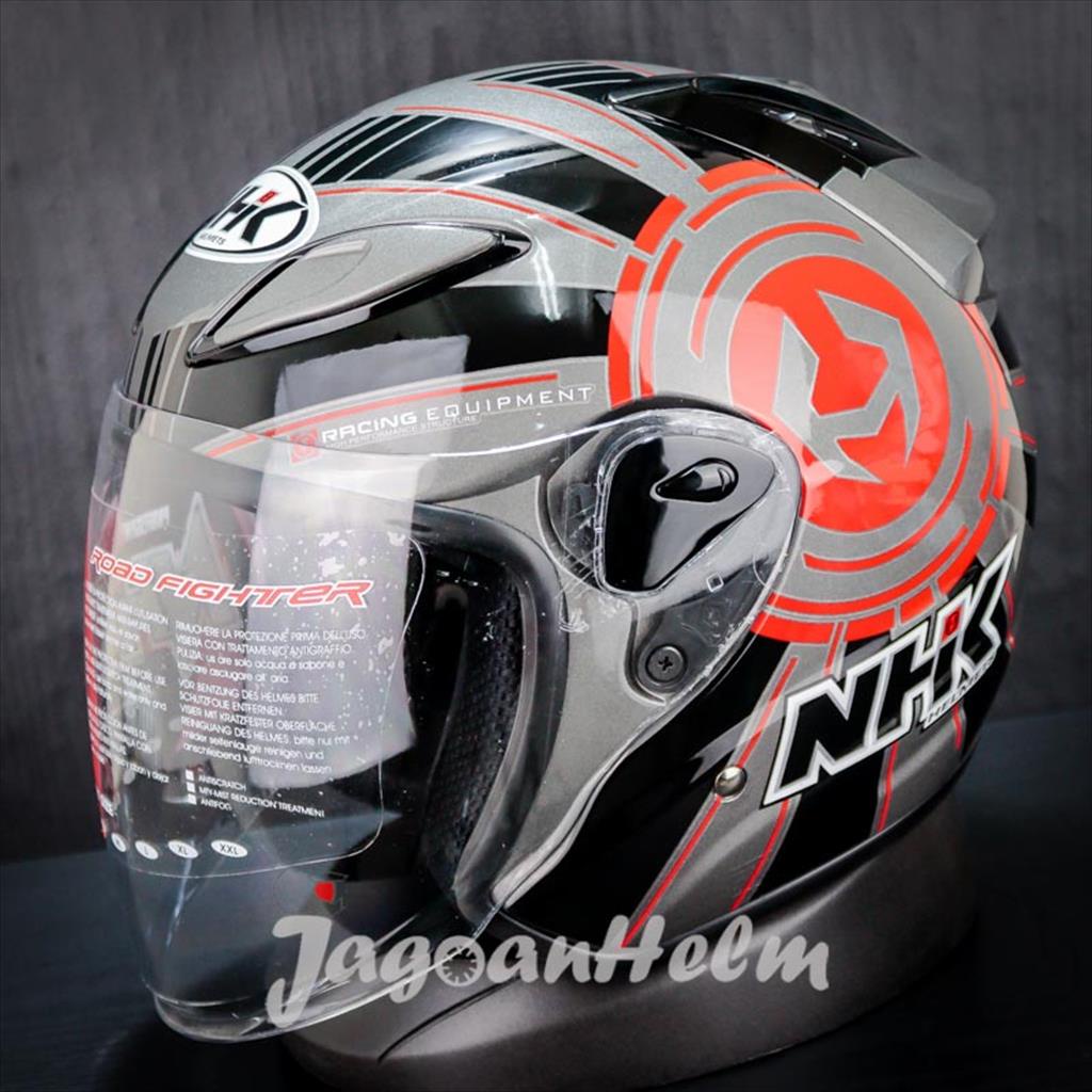 Jual NHK HELM R6 BLAZER | GREY BLACK RED | R-6 SINGLE VISOR | Shopee ...