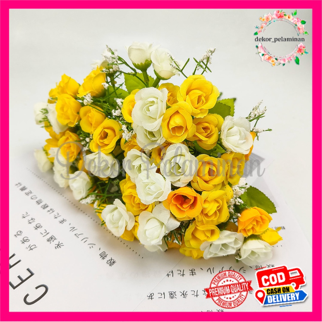 Jual COD 1PCS BUNGA ROSE MINI CLASSIC CABANG 7 ARTIFICIAL - MAWAR KECIL ...