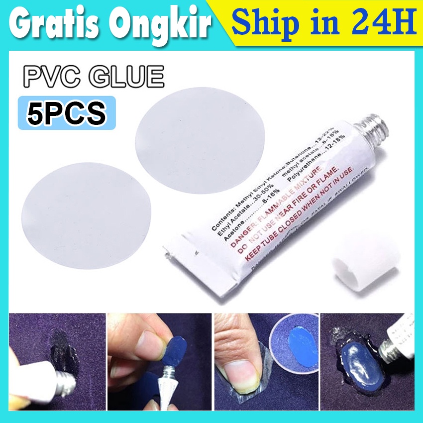Jual Lem Patch Reparasi Produk Tiup PVC Set 5pcs - Tambalan Kasur Angin ...