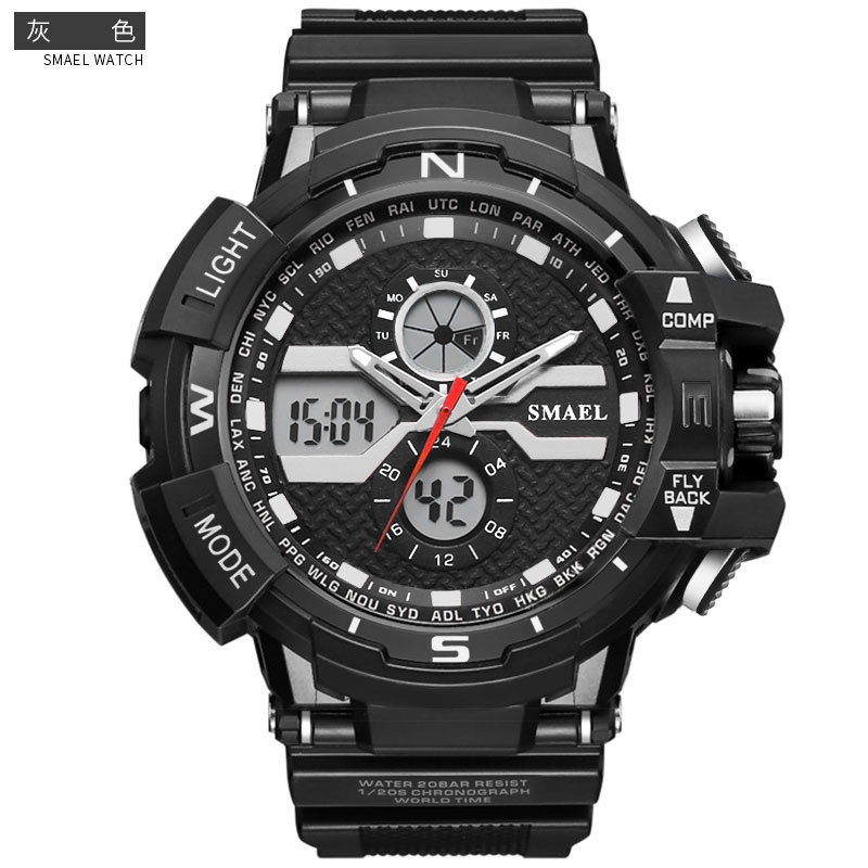 Jual SMAEL 1376 Jam Tangan Pria Sport Original Dual Time Rubber Tahan Air 50m garansi 1th Shopee Indonesia