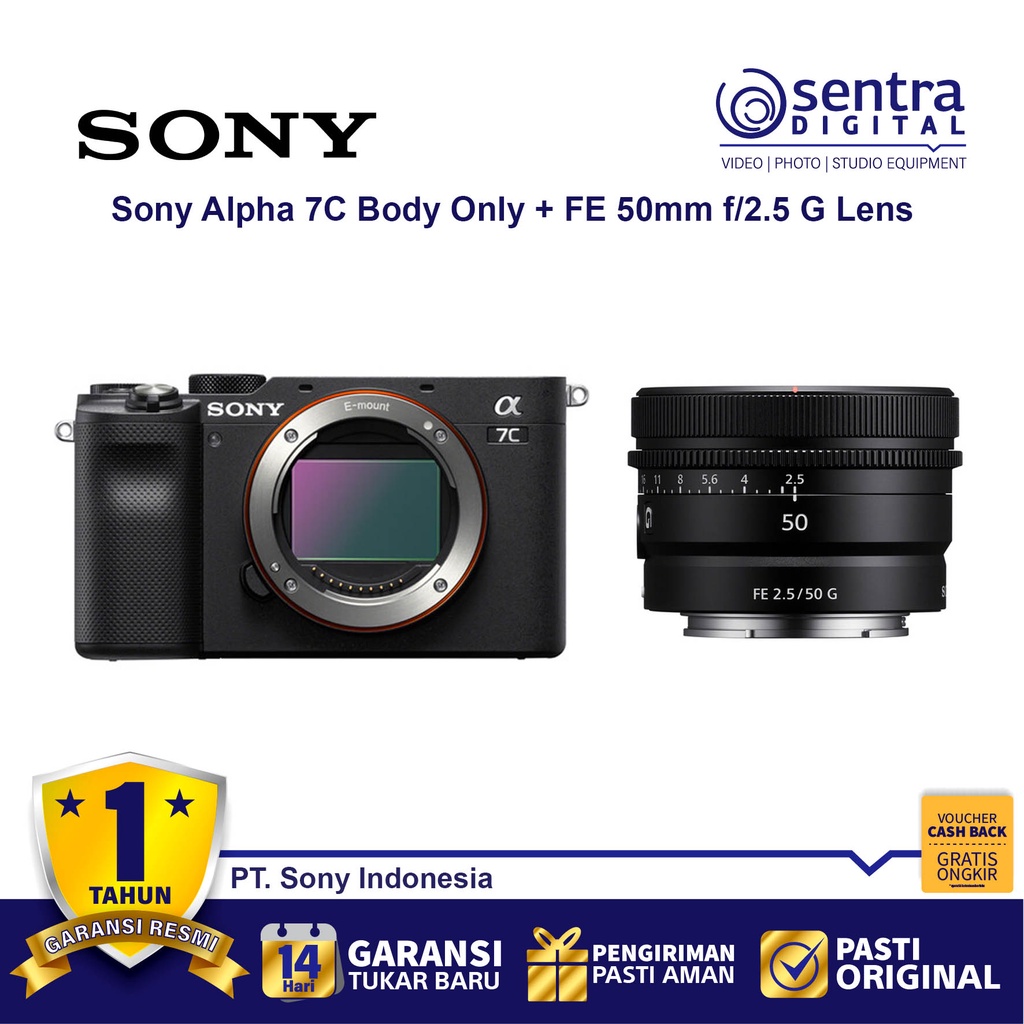 Jual Sony Alpha 7C / A7C Body Only Black with FE 50mm F/2.5 G Lens ...