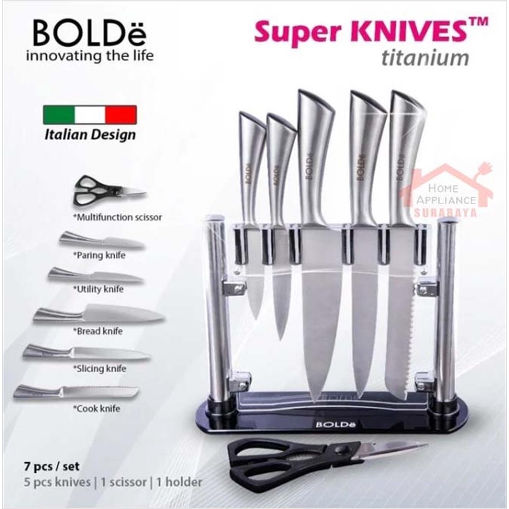 Jual Bolde Super Knives Titanium Pisau Dapur Set Stainless Steel