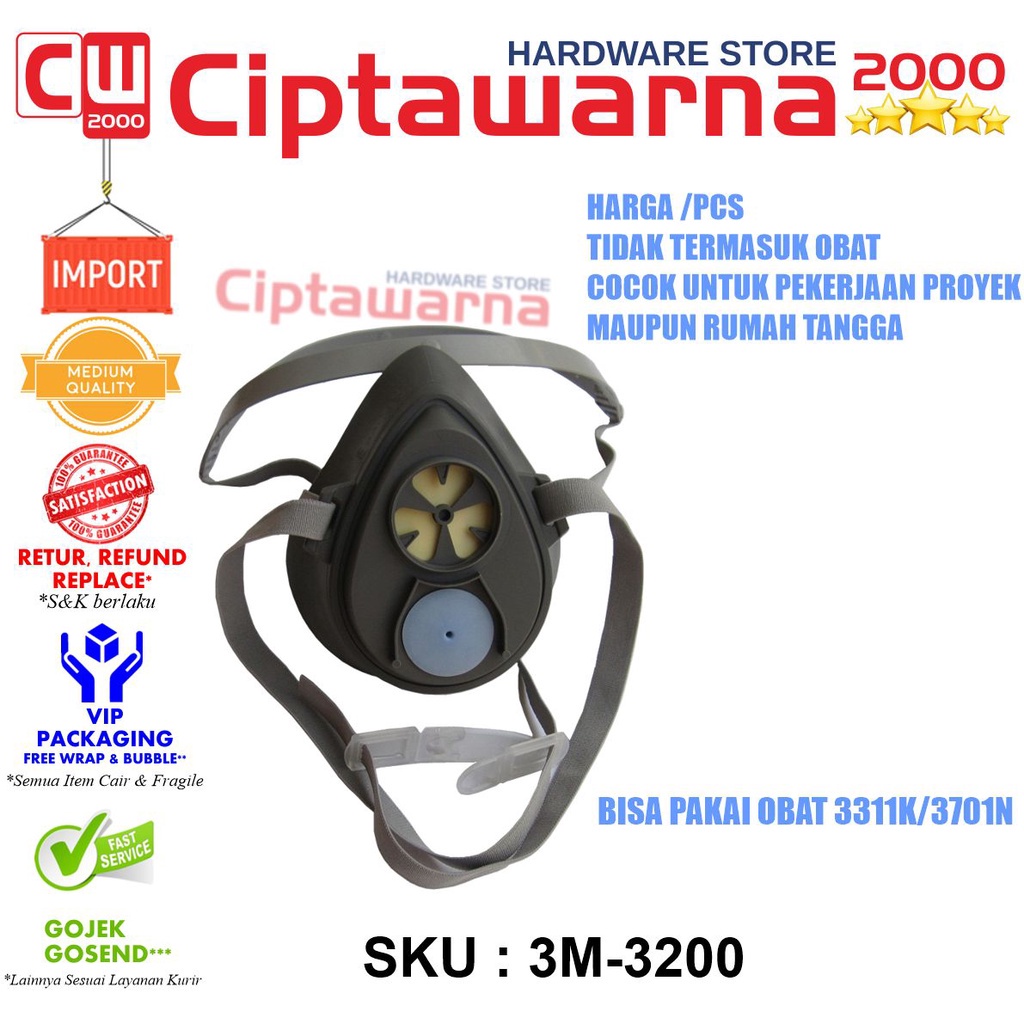 Jual Masker Gas Respirator 3M 3200 N95 Pelindung Debu Asap Filter Udara ...