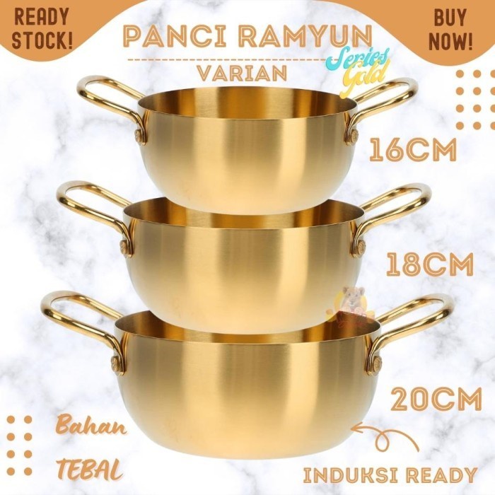 Jual Panci Gold Ramyun 20cm Stainless tebal KOREA induksi ready ...