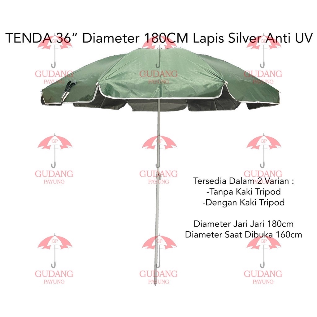 Jual Payung Tenda Pantai Jualan Inch Diameter Cm Anti Uv Dalam Lapis Silver Shopee