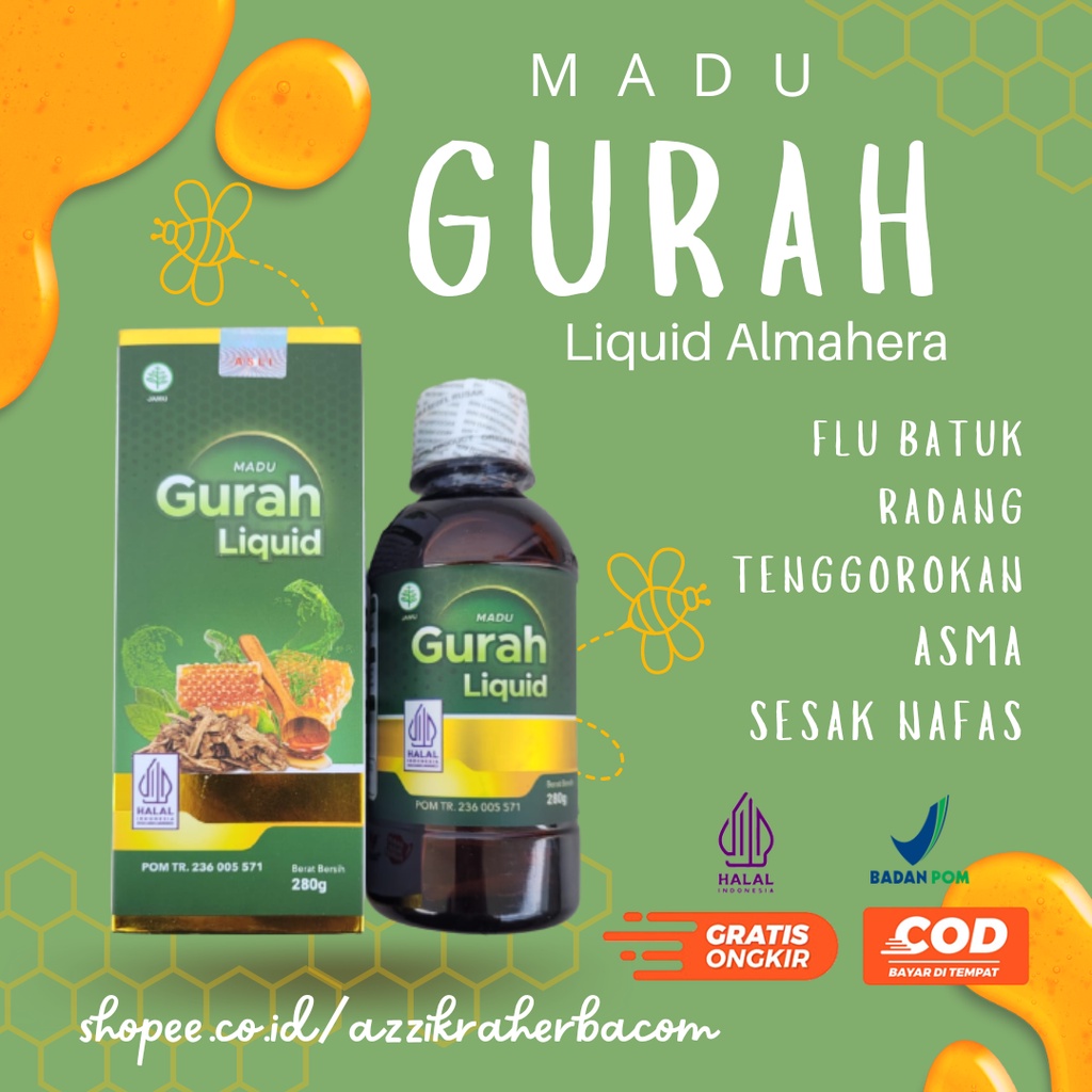 Jual Madu Gurah Liquid Fit Almahera Asli Original Obat Batuk Kering Gatal Radang Tenggorokan 