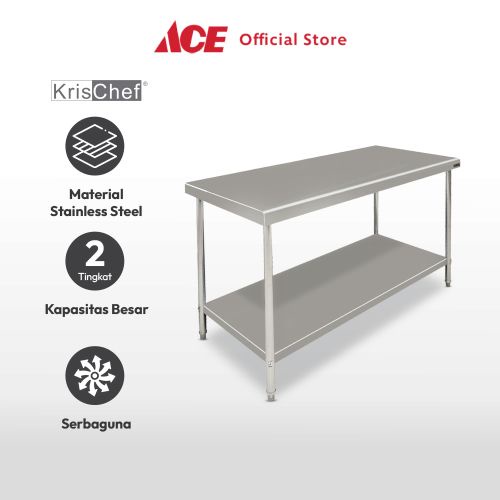 Jual Ace Kris 150x70 Cm Meja Dapur 2 Tingkat - Silver Kitchen Working 