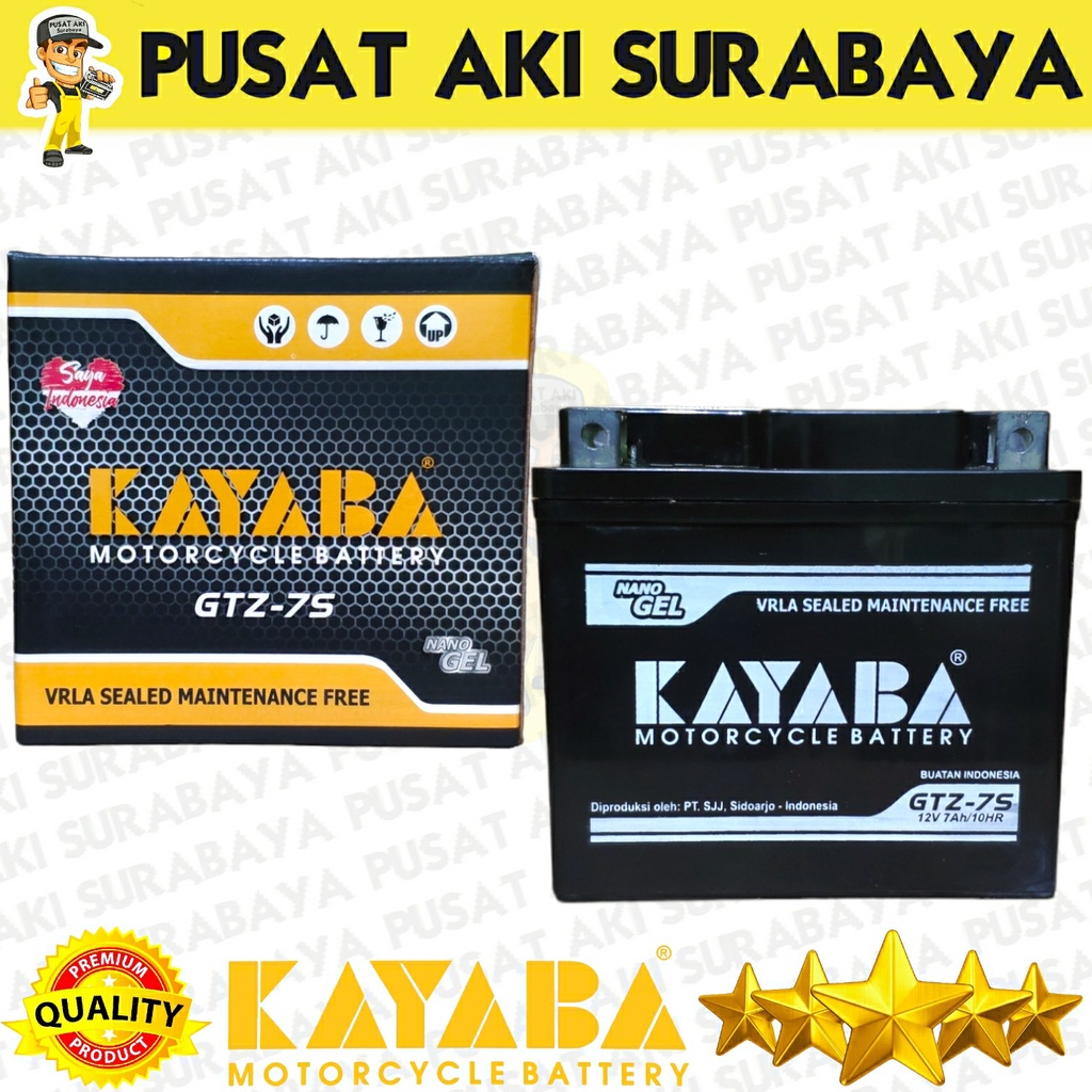 Jual BI20 KAYABA GTZ7S 7 AMPER ORIGINAL ACCU DRYPLUS GTZ7S GEL KERING