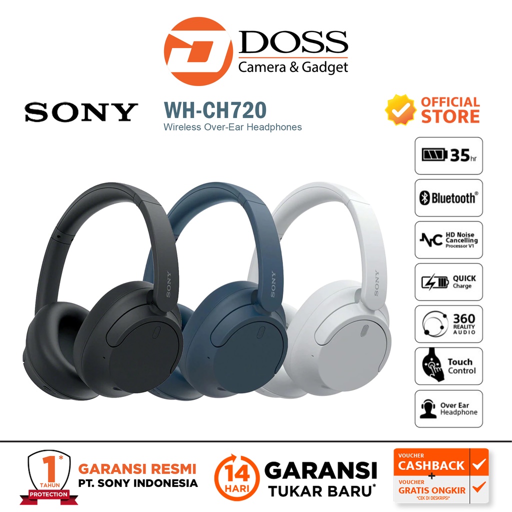 Jual Sony WH-CH720 Wireless Headphone Sony WHCH720 CH 720 Headphones ...