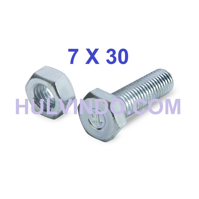 Jual BAUT MUR HEX PUTIH M7 X 30 / BMP / BAUT HEXAGON / BOLT NUT ...