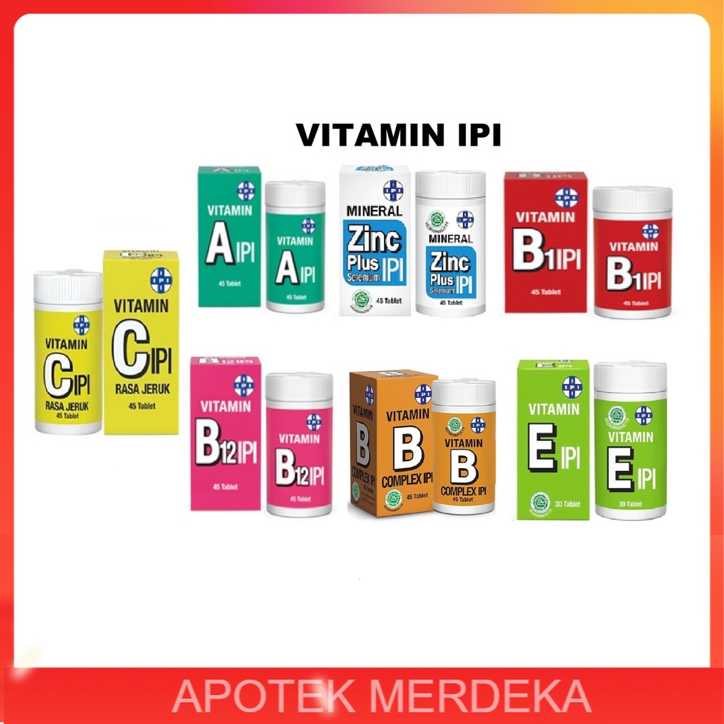 Jual Vitamin IPI / Vitamin A , B1 , B Complex , B12 , C , E , Zink Zinc