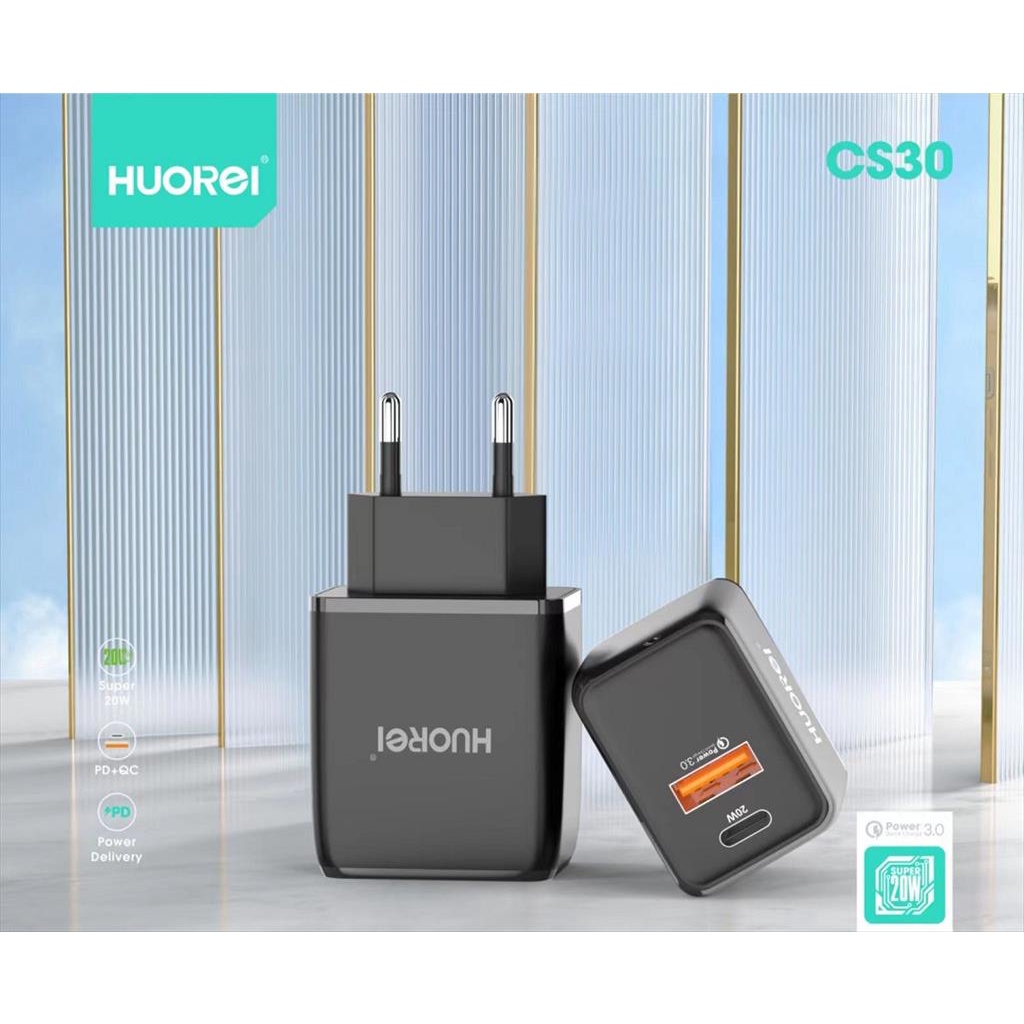 Jual HUOREI CS30 Super Quick Charge Output PD 20w + QC 3.0 Free Kabel ...
