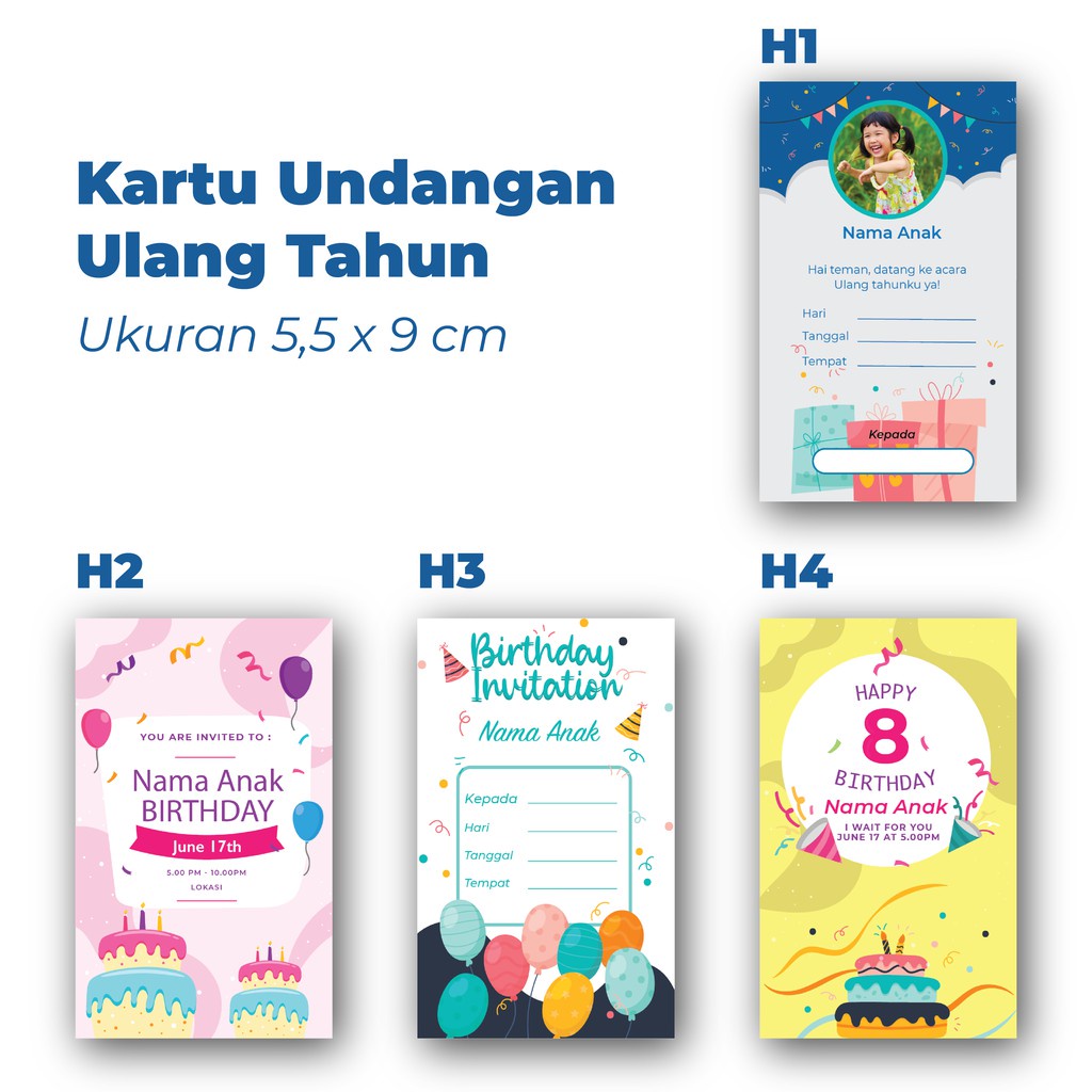 Jual [ISI 100 PCS] Kartu Ungangan Ultah Anak- Birthday Card - Kartu ...