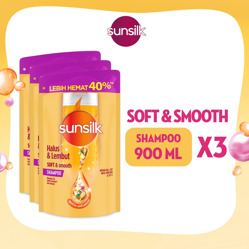 Jual Sunsilk Shampoo Refill Halus And Lembut Soft And Smooth 900 Ml X3