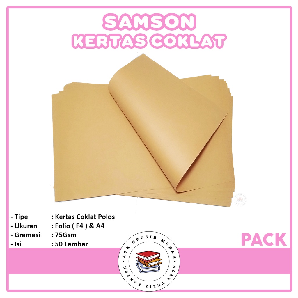 Jual Samson Kertas Coklat 75gsm Isi 50 Lembar F4 And A4 Pack Shopee