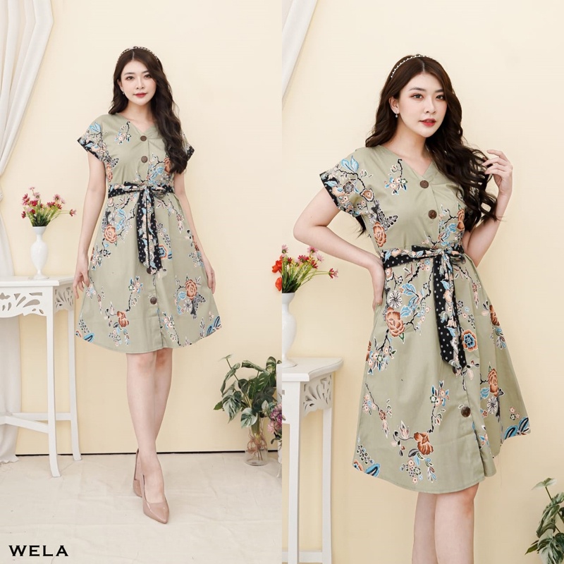 Jual Evercloth Wela Dress Batik Modern Wanita Gaun Terusan Jumbo