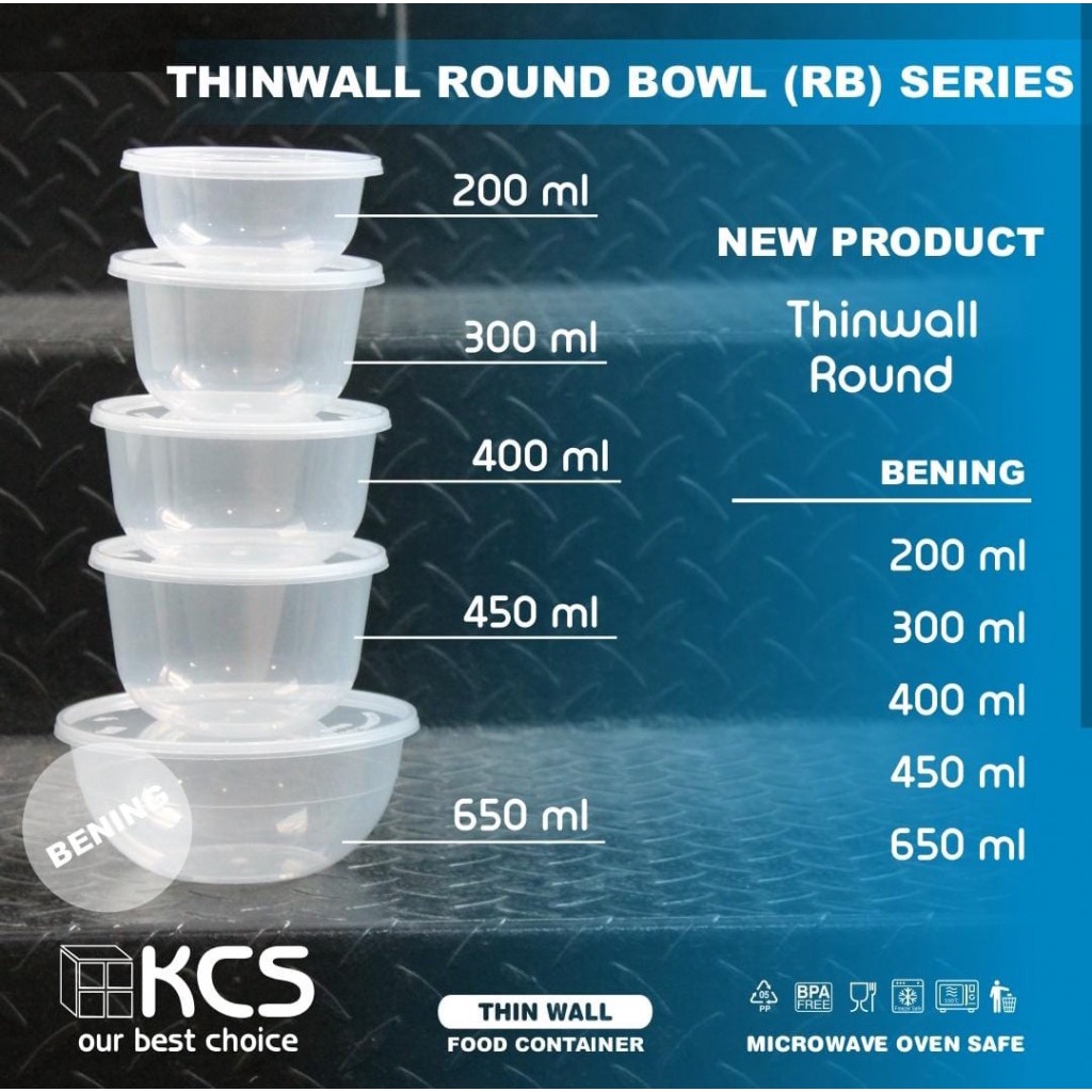 Jual Thinwall Round Bowl KCS isi 25pcs 200ml 300ml 450ml | Shopee Indonesia