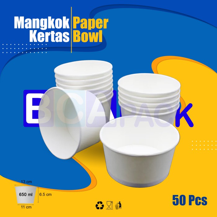 Jual Mangkok Kertas 650ml - 650 ml Paper bowl - 500pcs / Box | Shopee ...