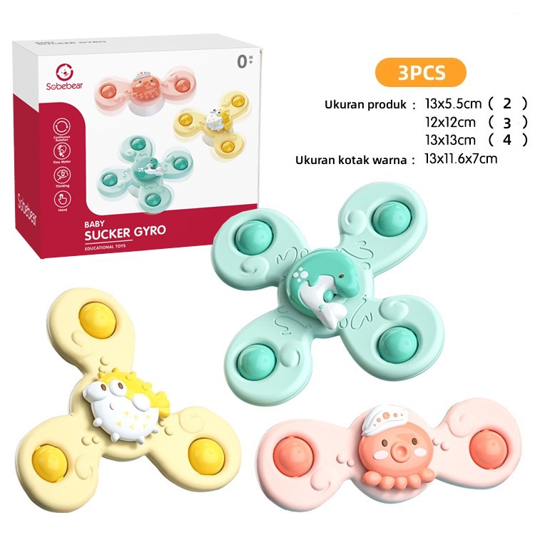 Jual 3pcs Suckers Spin Mainan Bayi Fidget Rattle Pendidikan Awal 0-3 ...