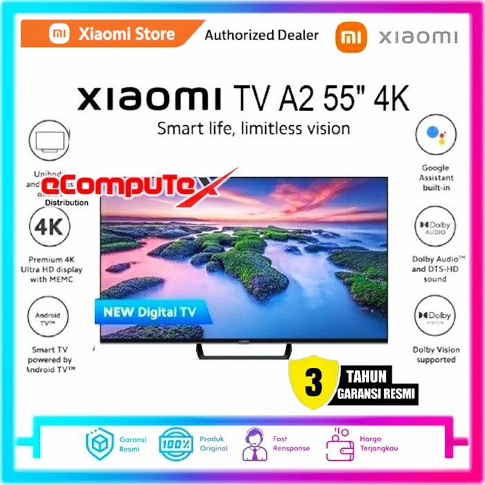 Jual XIAOMI TV A2 55 INCH LAYAR 4K ULTRA HD DOLBY SMART DIGITAL ANDROID ...