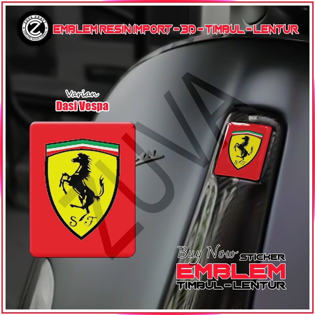 Jual Stiker Emblem Vespa Logo Ferrari Merah Emblem Timbul Stiker Vespa Dasi Vespa Vespa Resin