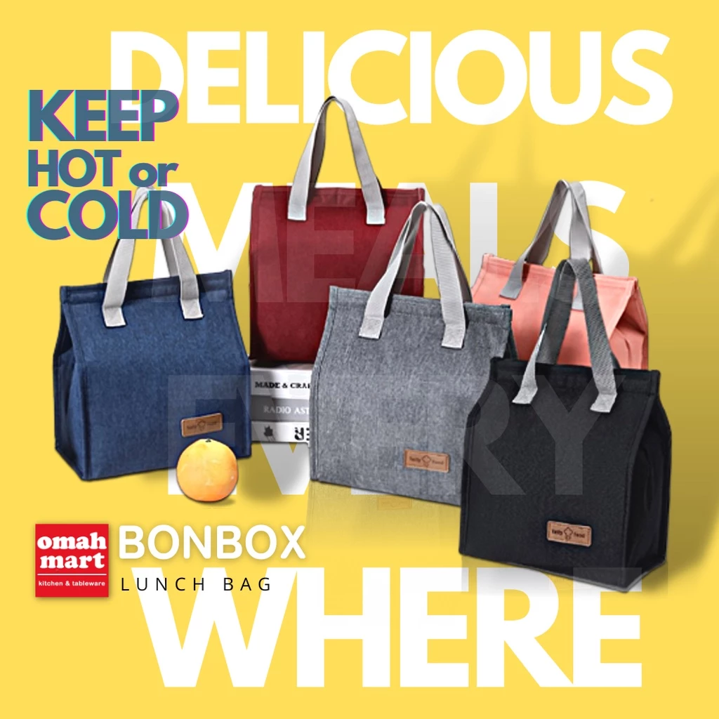 BONBOX Tas Bekal Makanan Dewasa Anak Tahan Panas Model Tote Bag Simple Lunch Bag Alumunium foil