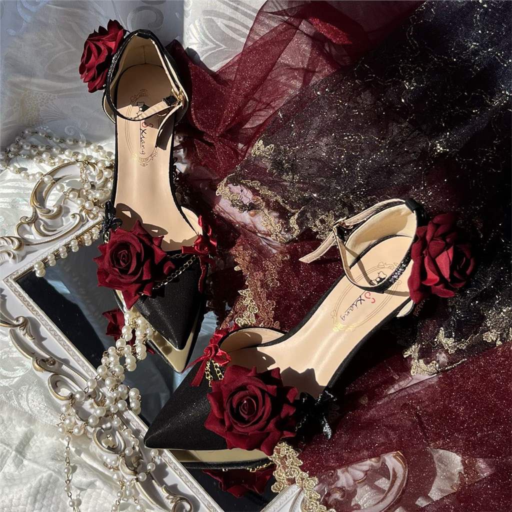 Jual Handmade lo shoes' Rose Chronicle 'black and red gothic