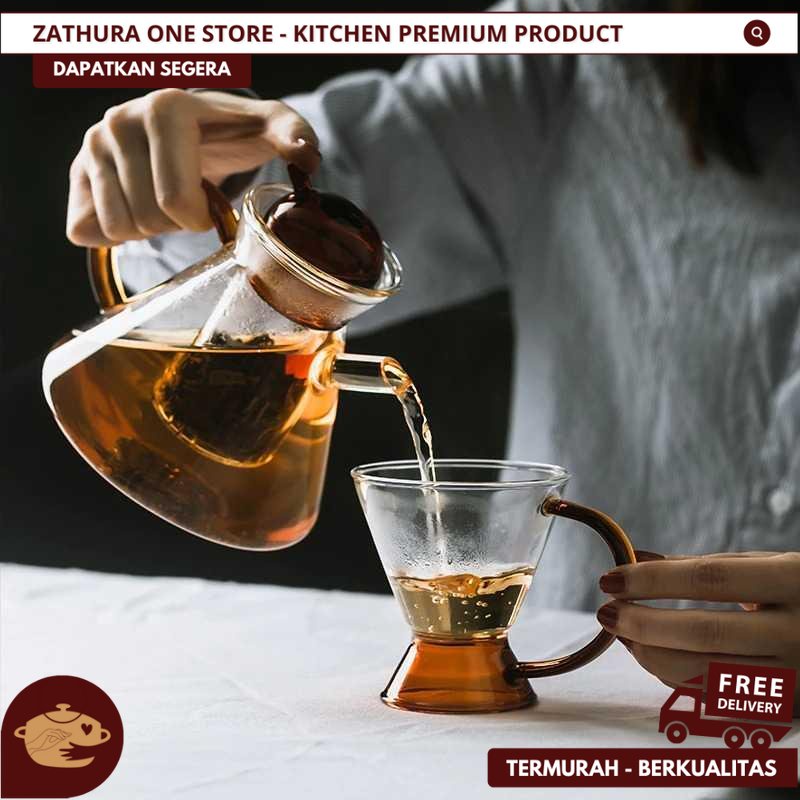 Jual Zo Teko Air Water Jug Pitcher Kaca Filter Saringan Teh Infuser Teapot Aesthetic Maker 2314