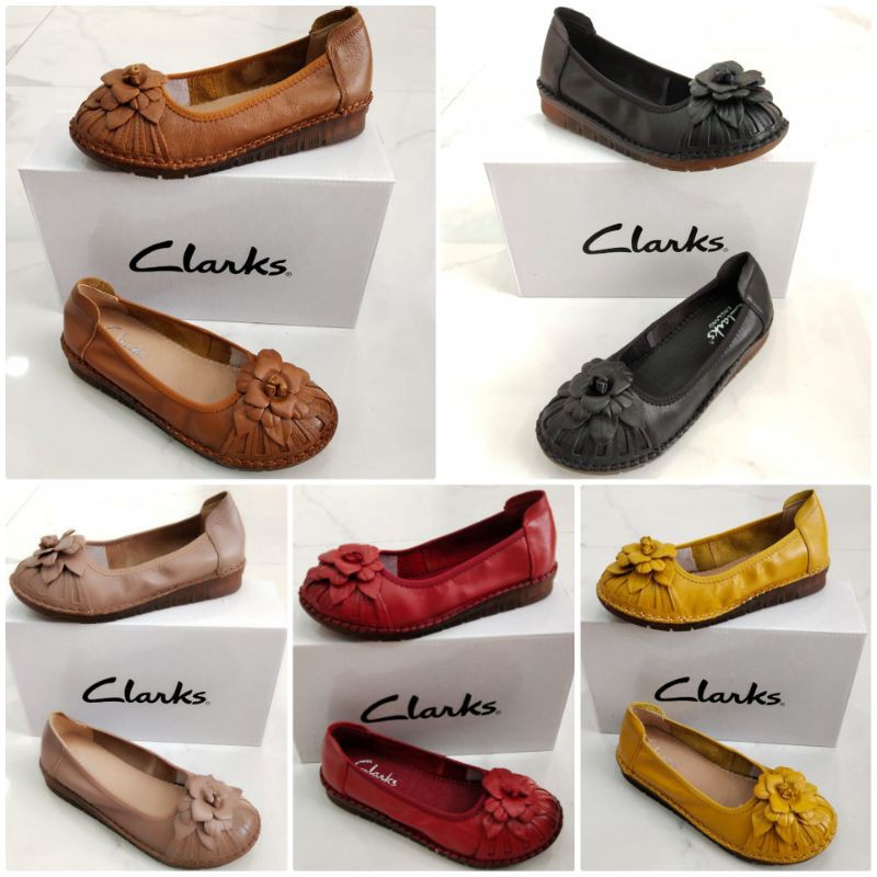 Jual Sepatu Wanita Clarks Flower 875 / Sepatu Kulit Wanita / Flat Wanita | Shopee Indonesia