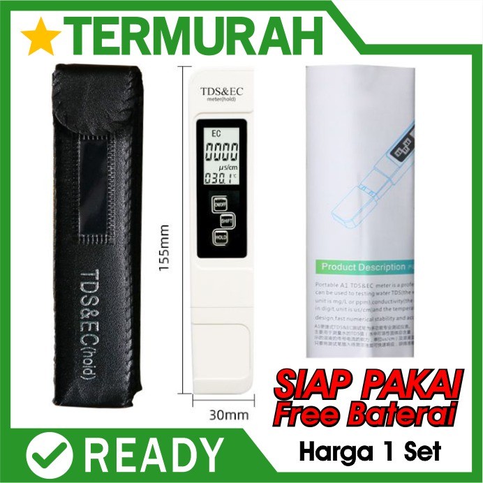 Jual Tds Ec Meter Alat Pengukur Ukur Hidroponik Kadar Garam Mineral Air Ppm Shopee Indonesia