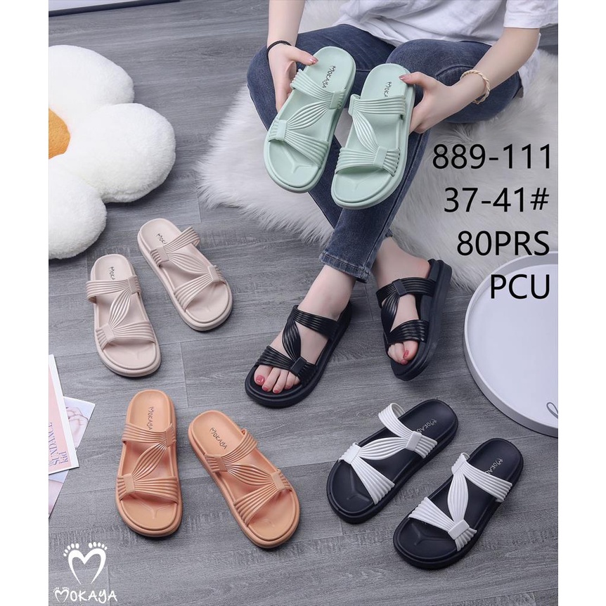 Jual Sandal Slop Jelly Wanita Tali Sambung Ikat Zigzag Super Cantik