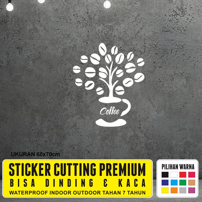 Jual Stiker Cafe Aesthetic Coffee Pohon Kopi Kafe Cutting Sticker ...