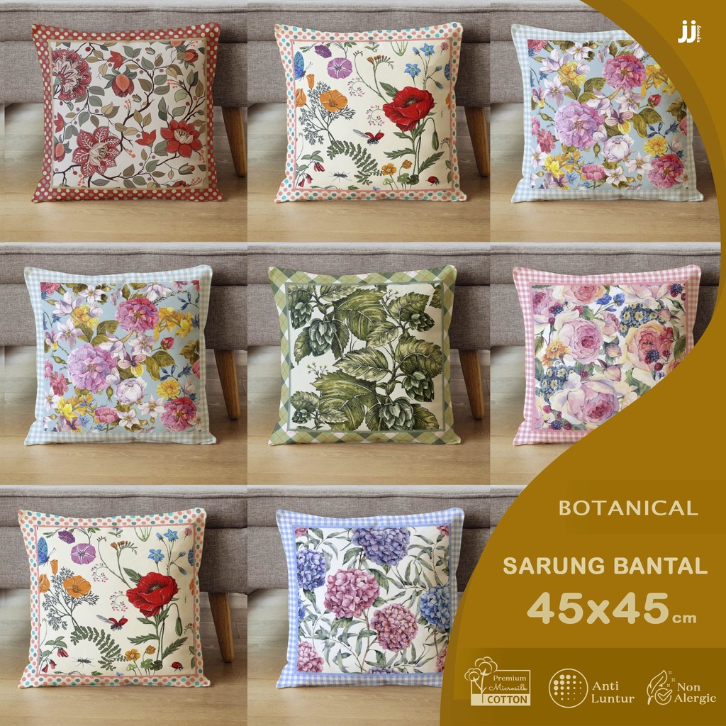 Jual SARUNG BANTAL SOFA PRINT MOTIF FLORAL BOTANICAL BUNGA GARDEN 45X45 ...