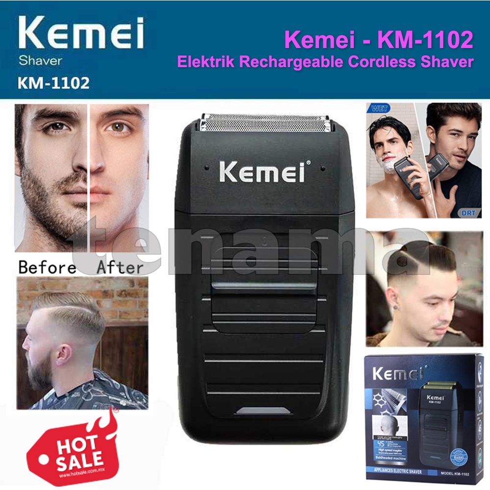 Jual Kemei KM-1102 Elektrik Rechargeable Cordless Shaver Wireless Razor ...