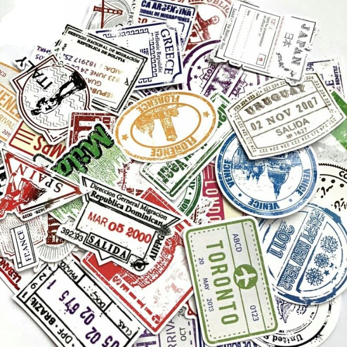 Jual sticker boarding pass retro isi 60 pcs | Shopee Indonesia