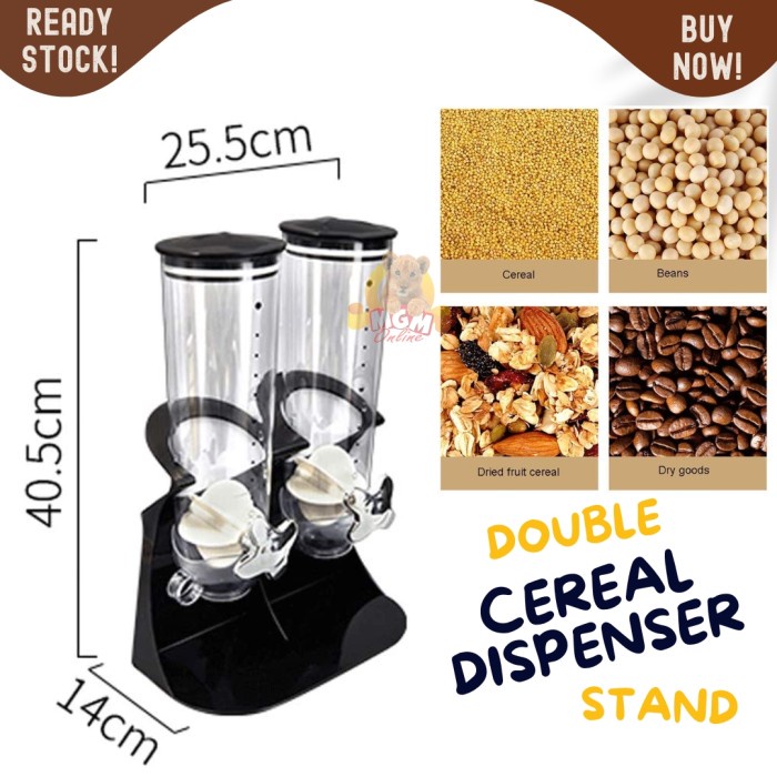 Jual double cereal dispenser 500g sereal snack kacang biji kopi STAND ...