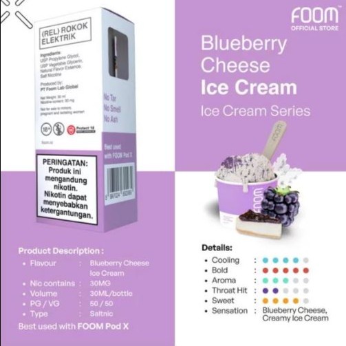 Jual Liquid FOOM BLUEBERRY CHEESE ICE CREAM SALTNIC 30ML Shopee Indonesia
