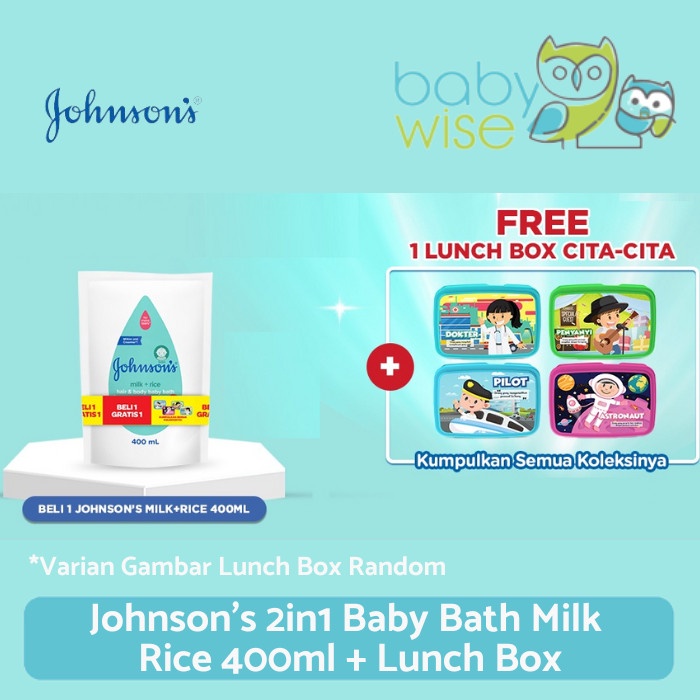 Jual Johnson's 2in1 Baby Bath Milk Rice 400ml Free Lunch Box | Shopee ...