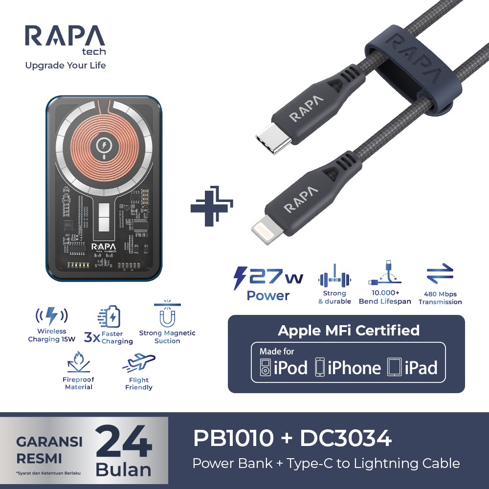 Jual RAPAtech ORIGIN CRYSTAL I Wireless 15W + PD20W Bundling Line+ MFI ...