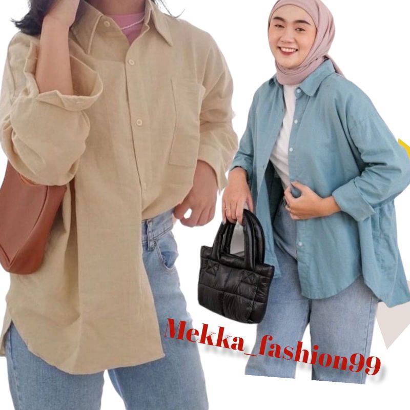 Jual New Kemeja Wanita Oversize Linen Olivia Shirt Shopee Indonesia