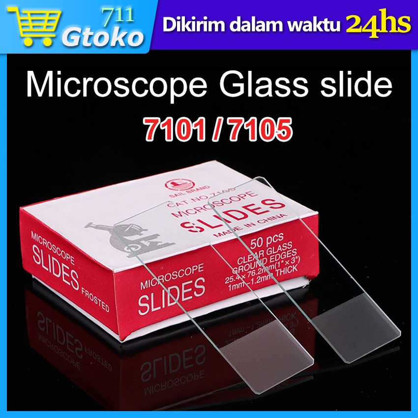 Jual Object Glass 7101 7105 Microscope Slides Deck Glass isi 50 Pcs ...