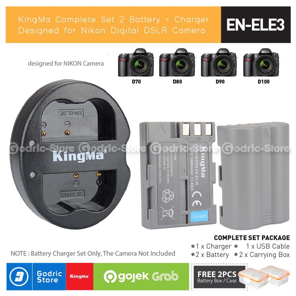 Battery Charger D70 Battery Nikon Z 1Pcs EN-EL3E Battery +Wall