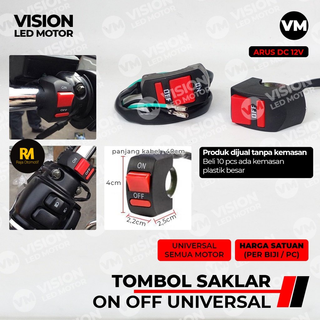 Jual SAKLAR TOMBOL ON OFF UNIVERSAL SEMUA MOTOR (TANPA KEMASAN, HARGA ...