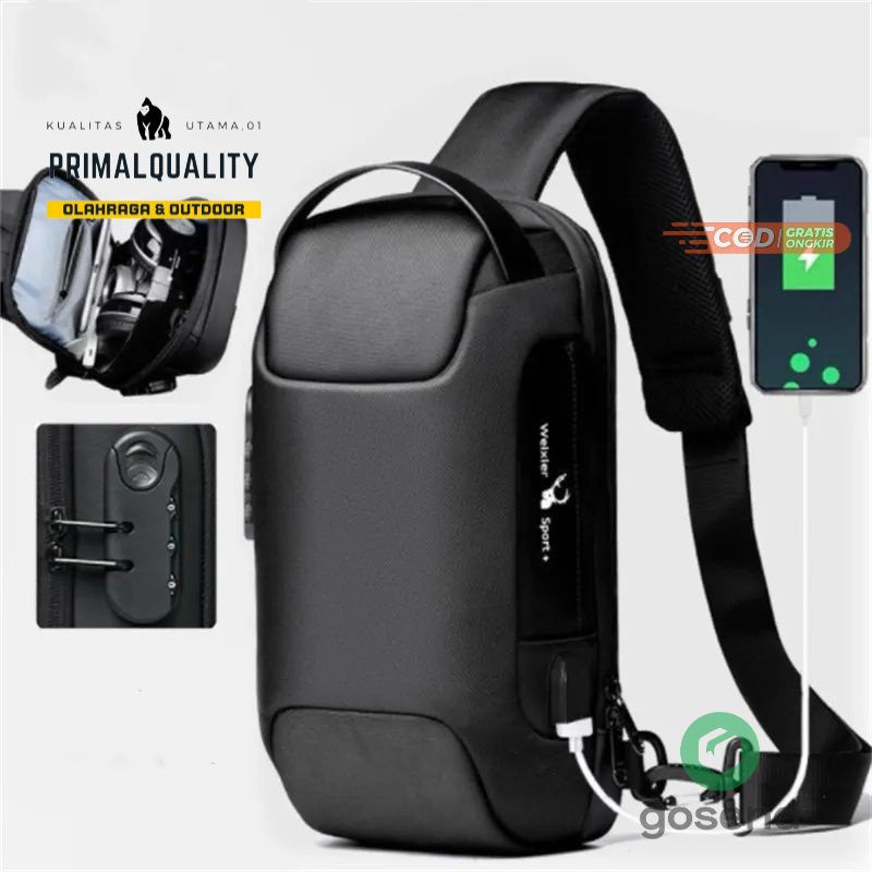 Jual Ransel Selempang Pria wanita Tas Dada Bahu Selempang Travel Anti ...