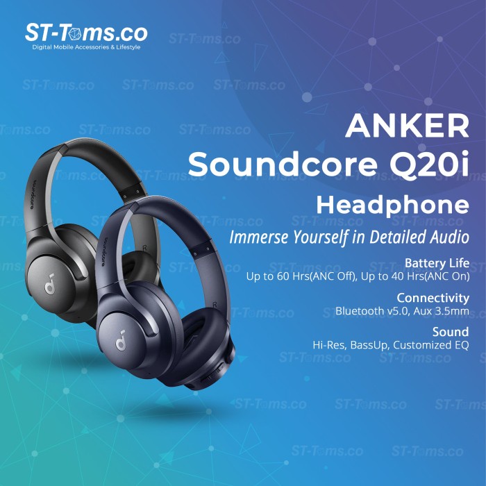 Jual Anker Soundcore Q20i / Q 20i Hybrid ANC Headphone Bluetooth AUX A3004 Shopee Indonesia