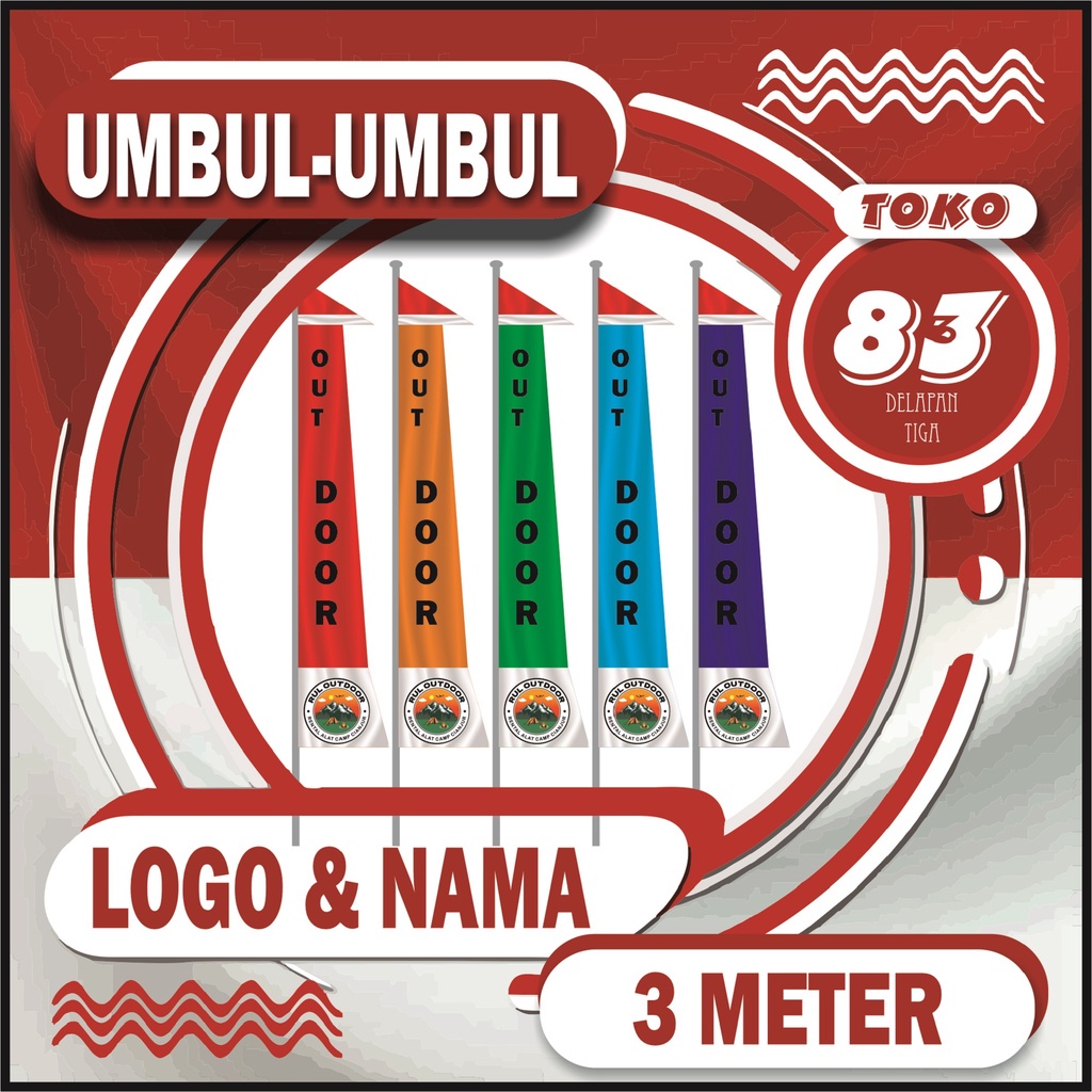 Jual Hut Ri Kemerdekaan Republik Indonesia Bendera Umbul Umbul Custom 3m Eceran Desain Logo