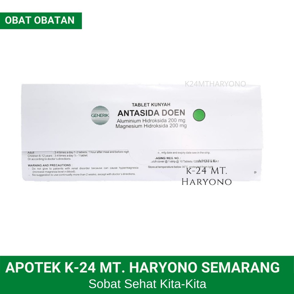 Jual Antasida DOEN Strip Isi 10 Tablet Generik Kimia Farma / Obat Asam ...